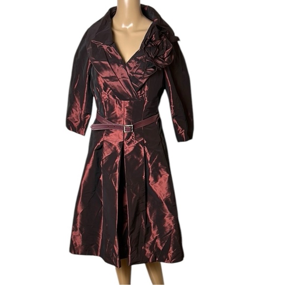 Tery Jon by Ricki Freeman  Burgundy Taffeta shimmer Dress,fit&flare, - Picture 1 of 15